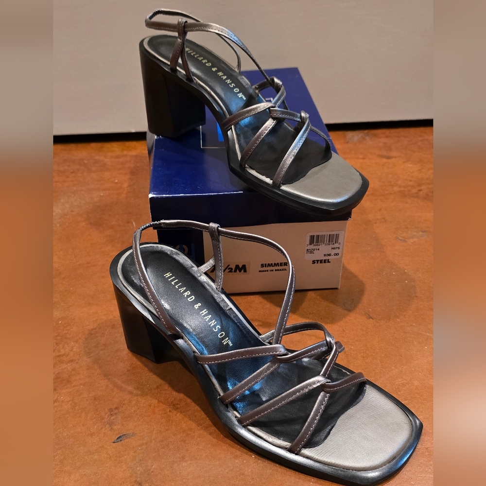 Hillard & Hanson Women's Silver Strappy Heels